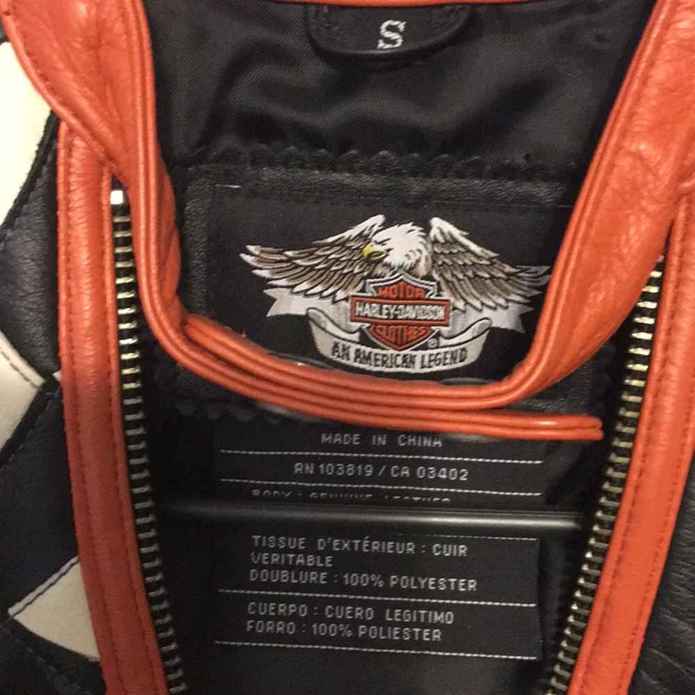 Harley-Davidson Black and Orange Checkered Vest - Picture 4 of 4